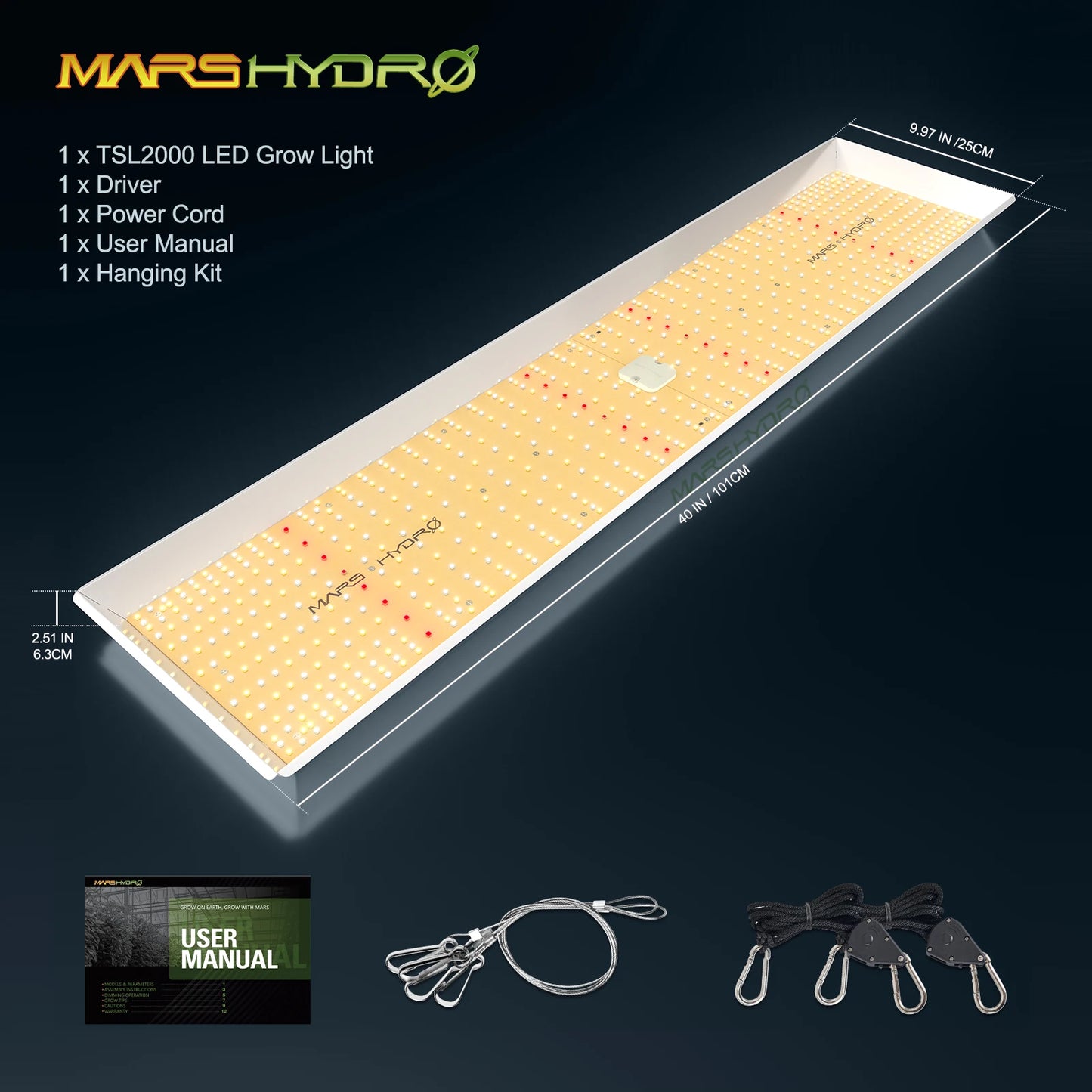 Mars Hydro TSL 2000 Full Spectrum Led Grow Light 300W Dimmable LED Plant Light for Indoor Tent Veg Bloom