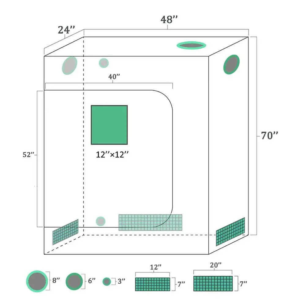 New Arrival! 1680D Mars Hydro 120*60*180cm Indoor Grow Tent Hydroponic Plant Growing Non Toxic Room Box 100% reflective mylar